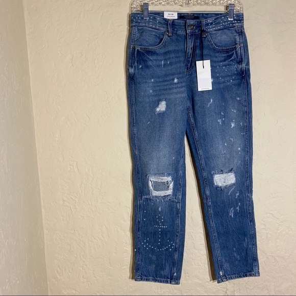 Maison Scotch Bandit Boyfriend Jeans Blue Distressed Size 24 NWT - Picture 6 of 8